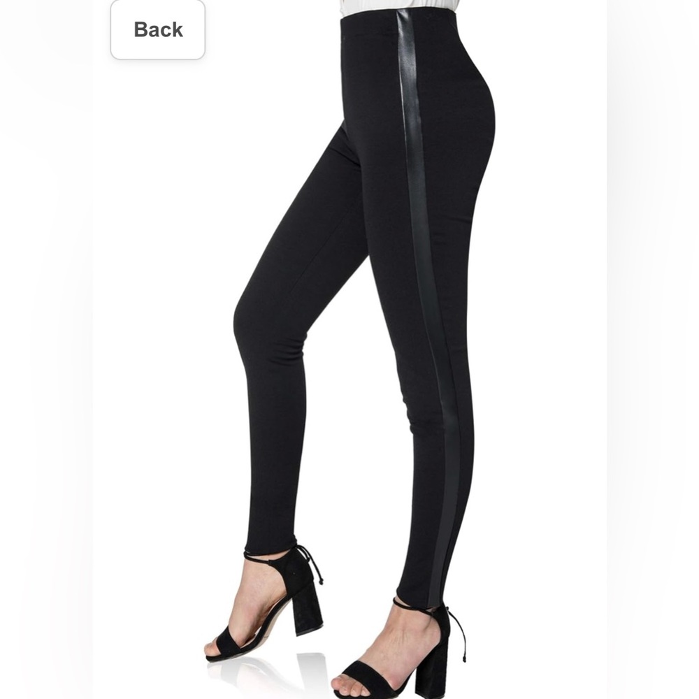 Joie black legging leather stripe pants
